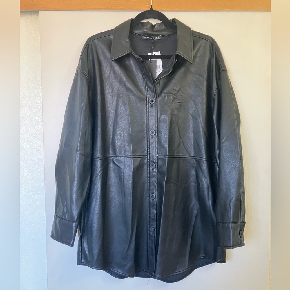 NWT Black Tape faux leather shacket